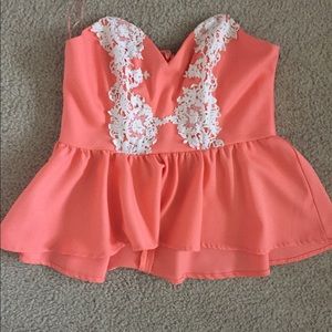 Strapless peplum top